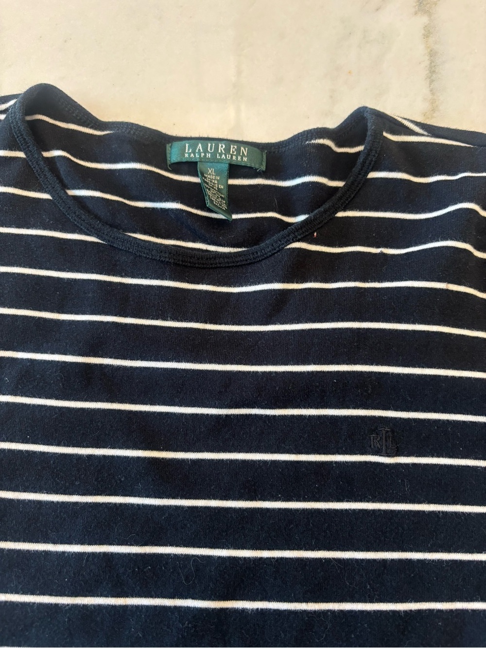 Lauren Ralph Lauren Classic Striped Long Sleeve Top Black White Fall Capsule XL - Picture 4 of 6